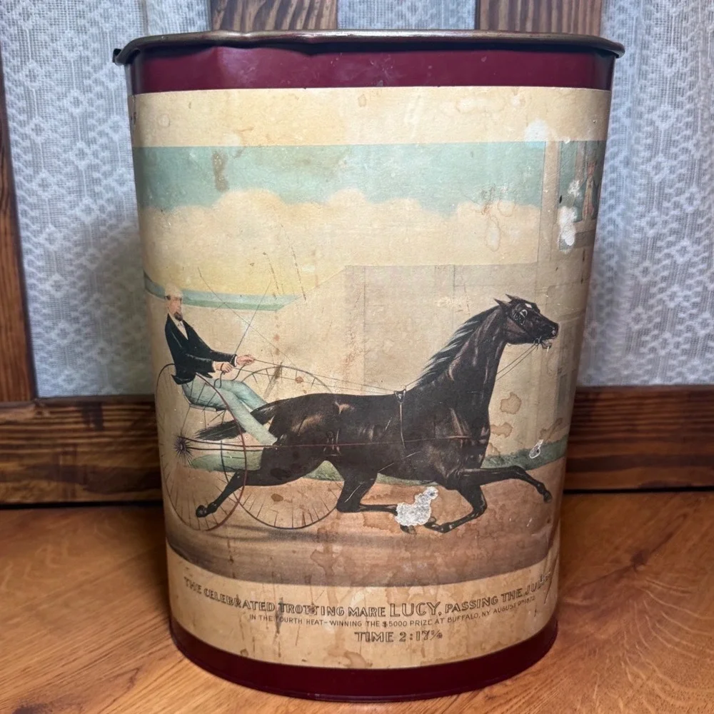 Vintage Keller-Charles Philadelphia Trotting Mare Lucy Metal‎ Wastebasket 1872